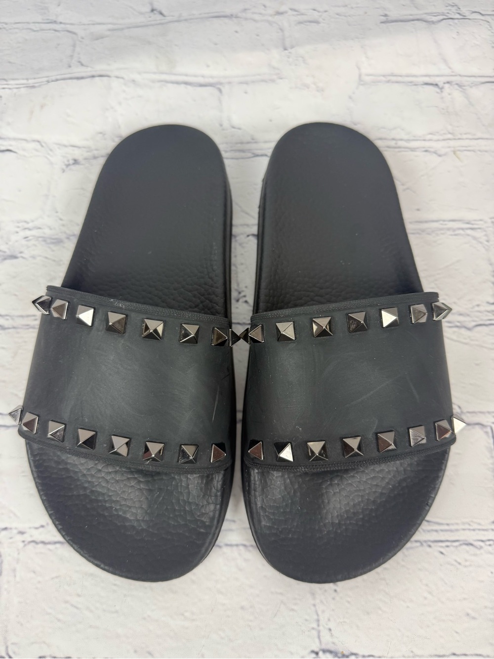 Valentino ROCKSTUD Black Rubber Slide Sandal 37/ 6 to 6.5